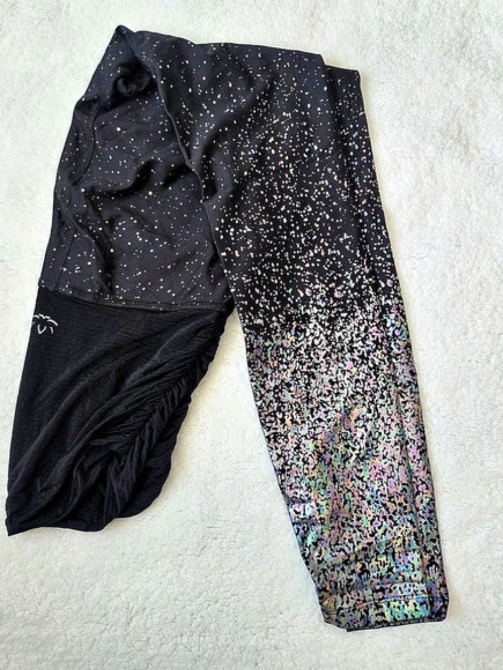 Beyond Yoga Beyond the Bump Twinkle Foil Maternity Leggings Black & Multicolor